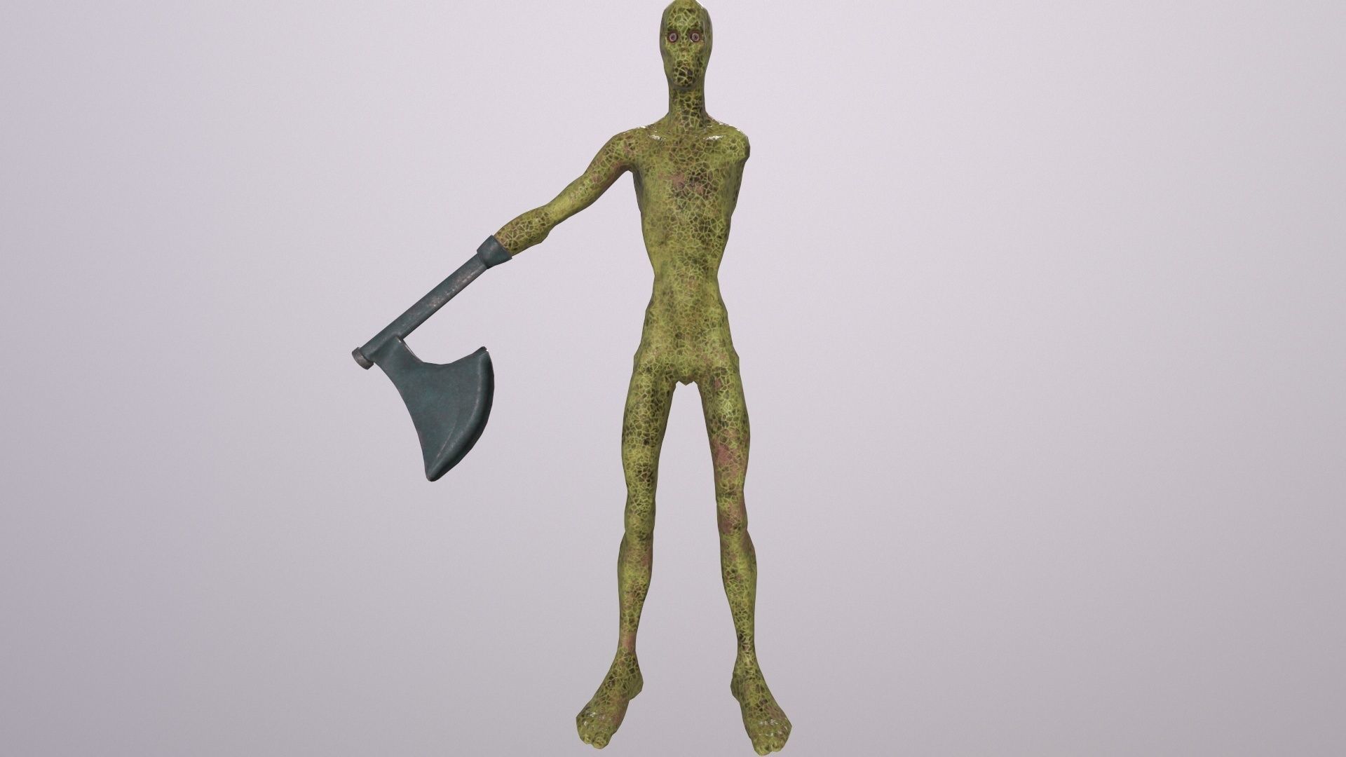 Thin Zombie With Axe Low-poly 3D model_85