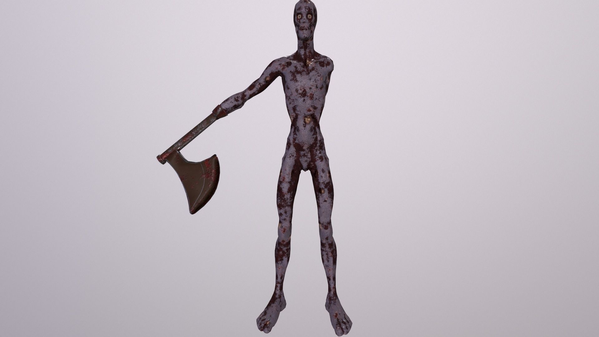 Thin Zombie With Axe Low-poly 3D model_84