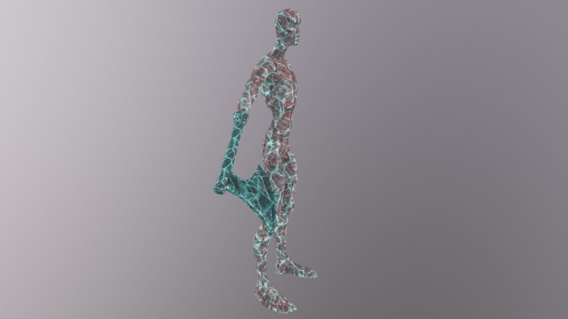 Thin Zombie With Axe Low-poly 3D model_13