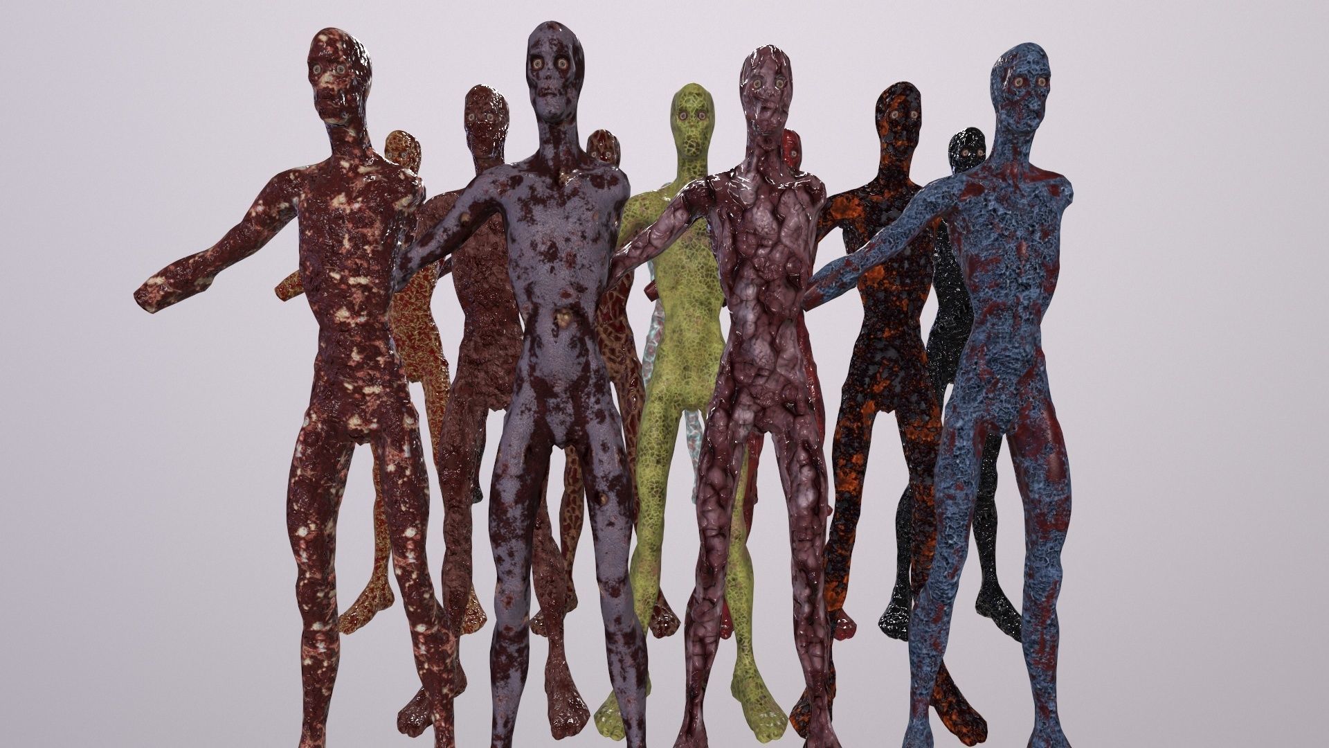 Thin Zombie With Axe Low-poly 3D model_118