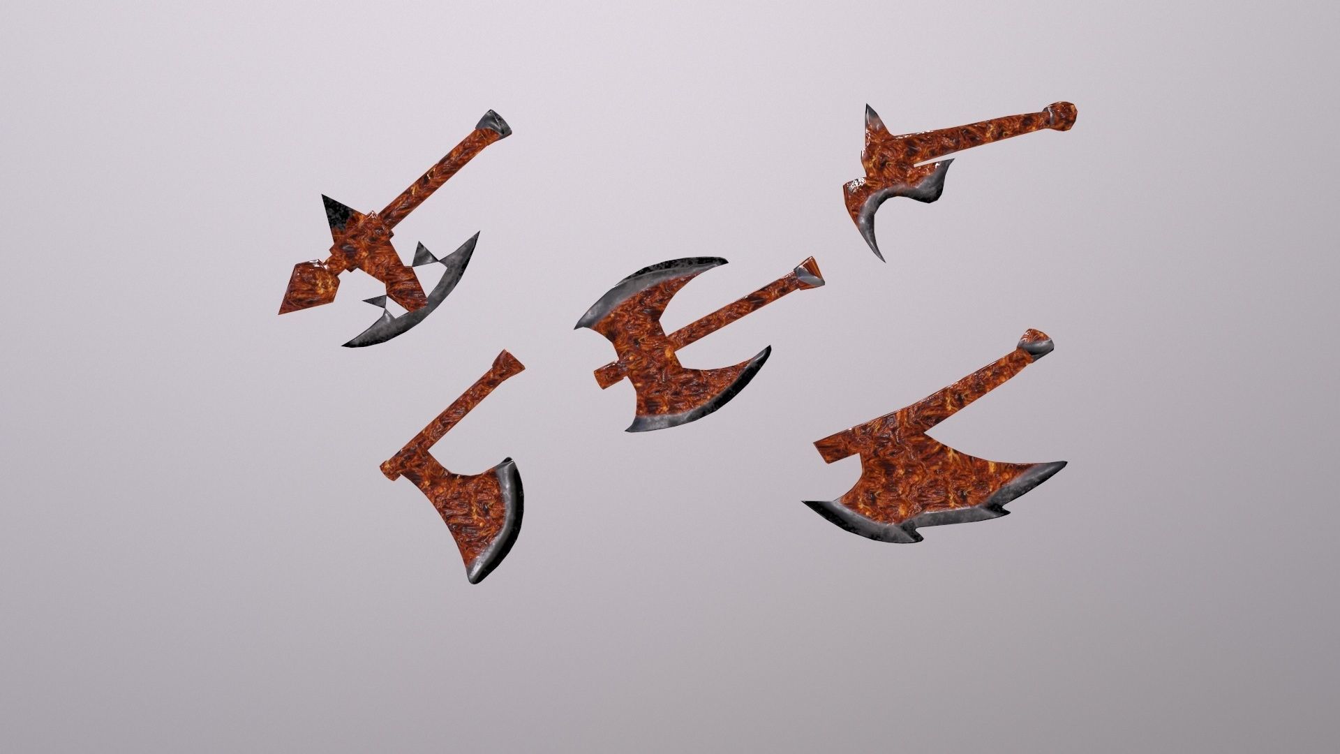 Thin Zombie With Axe Low-poly 3D model_105