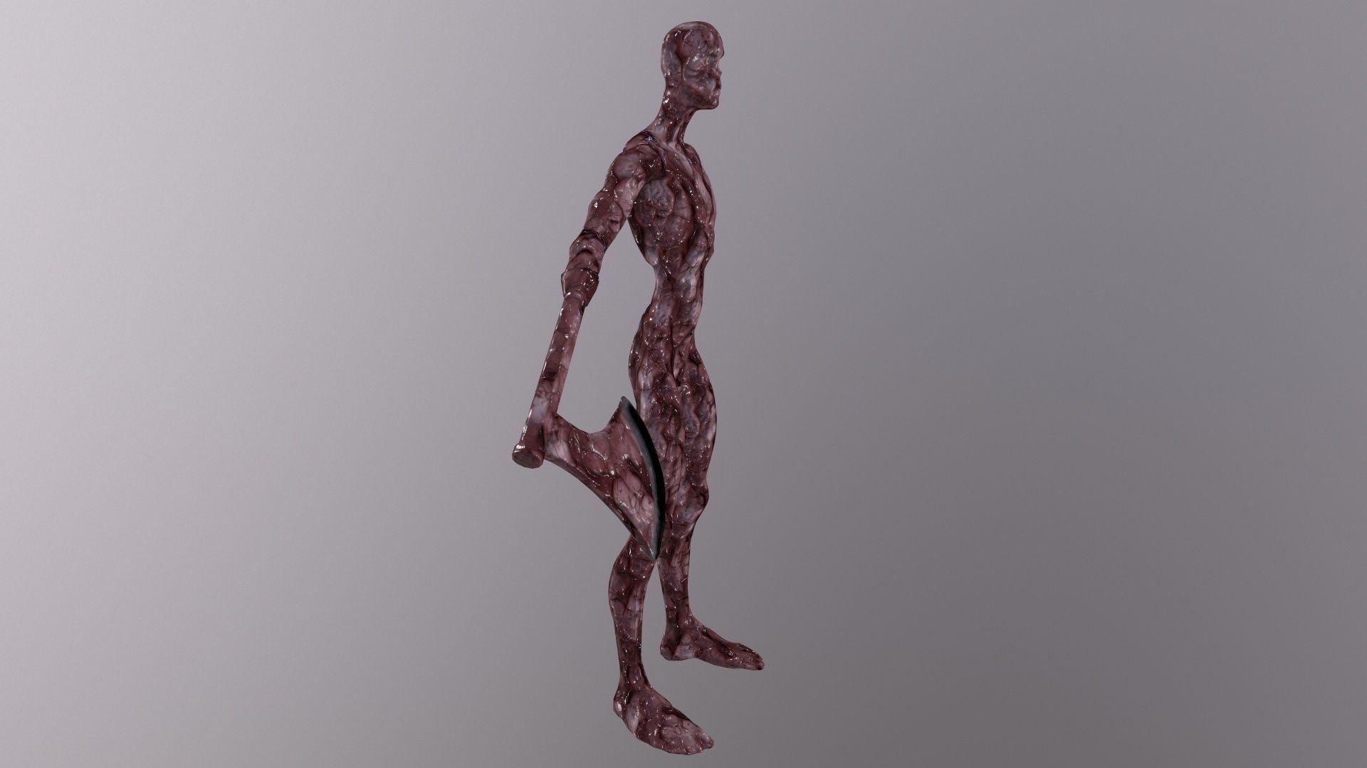 Thin Zombie With Axe Low-poly 3D model_16