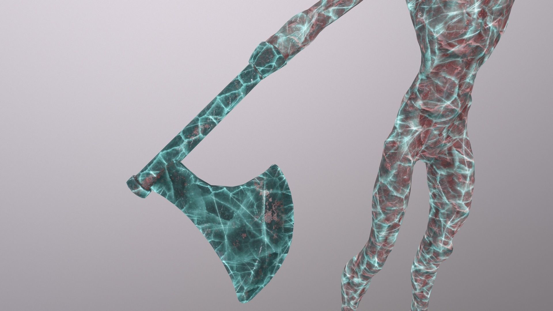 Thin Zombie With Axe Low-poly 3D model_55