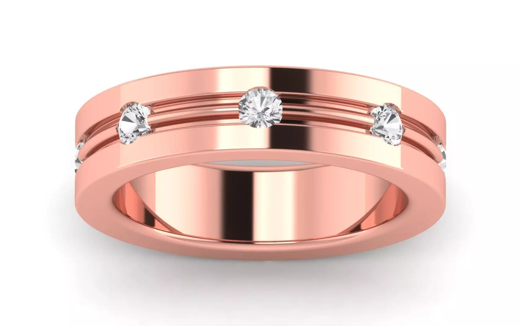 Solitaire Wedding Engagement Band Ring 3D print model_0