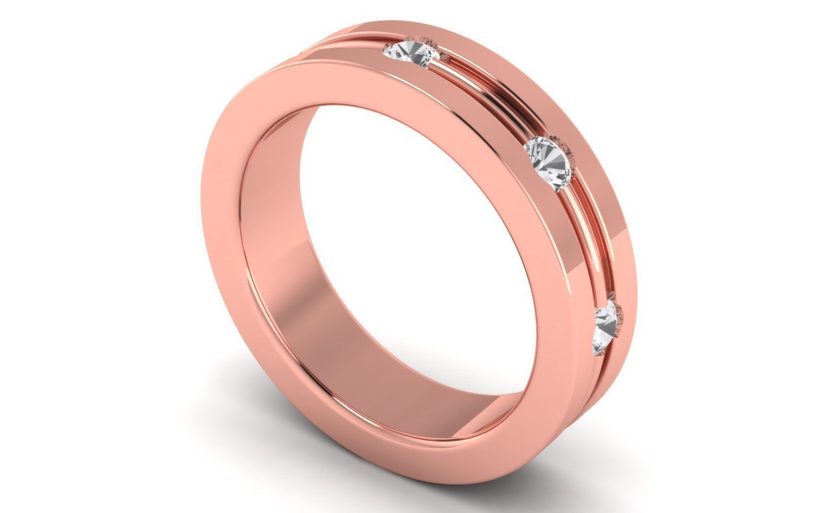 Solitaire Wedding Engagement Band Ring 3D print model_2