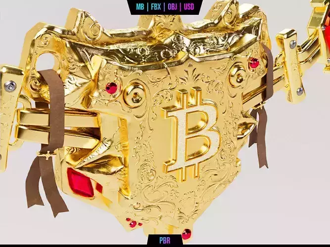 OLD MEDIEVAL BITCOIN NECKLACE - NFT READY 3D model