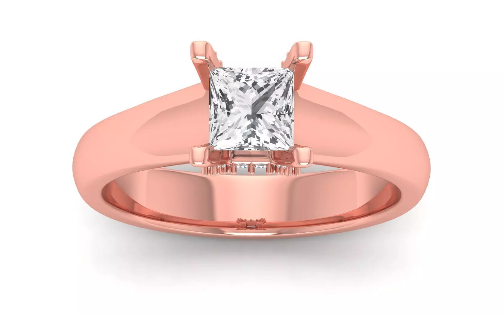Women Engagement Princess Diamond Ring 3dm STL OBJ Render Detail 3D print model