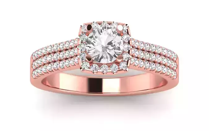 Solitaire Wedding Engagement Women Three Band  Ring