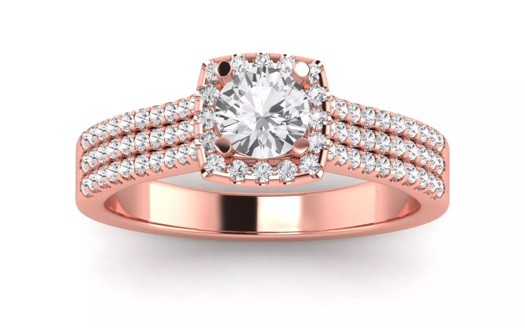 Solitaire Wedding Engagement Women Three Band Ring 3D print model