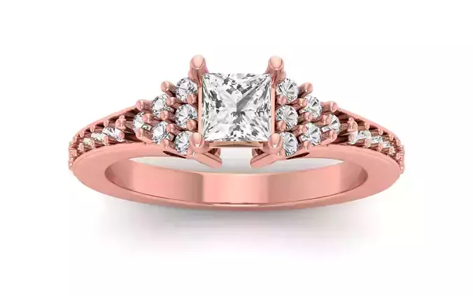 Women Engagement Princess Stone Ring 3dm STL OBJ Renders Details