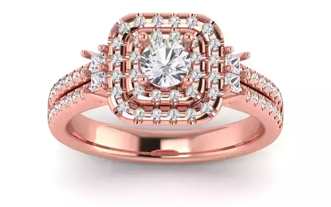 Solitaire Wedding Engagement Women Ring Double Band Ring