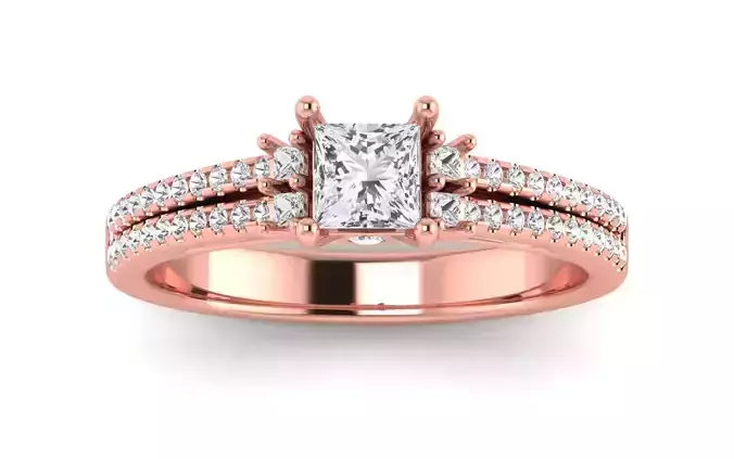Women Engagement Princess Stone Double Band Ring