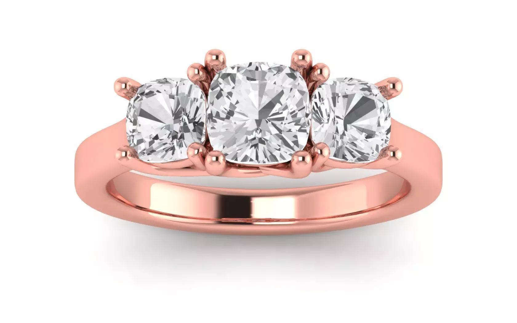 Three Stone Ring Wedding Engagement Women Ring 3D print model