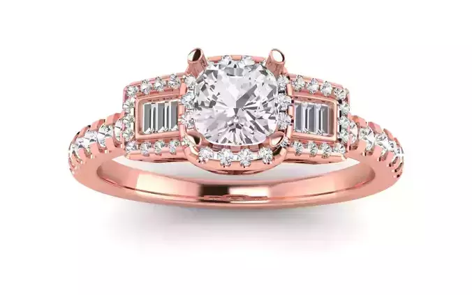 Three Stone Ring Wedding Engagement Women Square Hole Ring