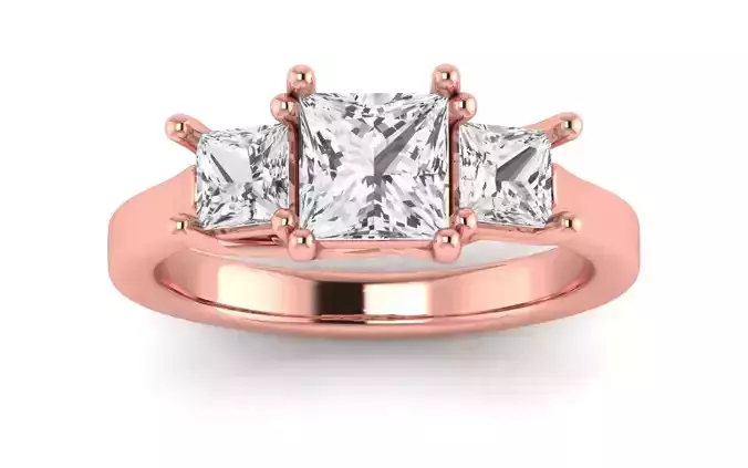 Three Stone Princess Ring Wedding Engagement Women Ring 3D print model