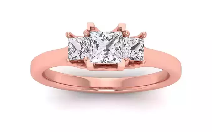 Three Stone Princess Ring Wedding Engagement Women Ring 3D print model