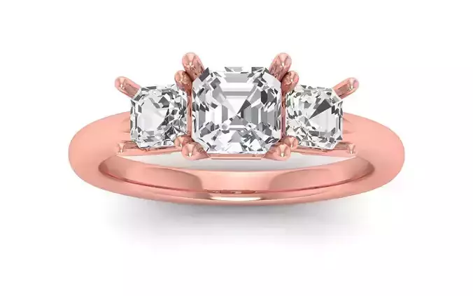 Three Stone Princess Ring Wedding Engagement Women Ring 3D print model