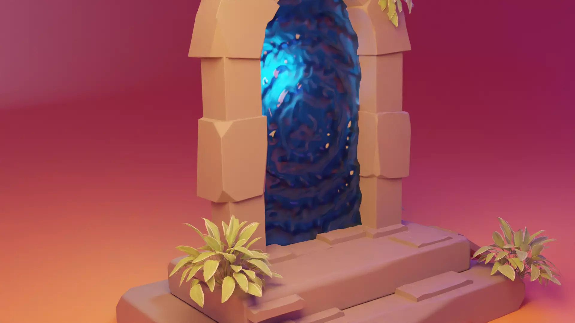 low-poly 3D model door with light in it Texture_0