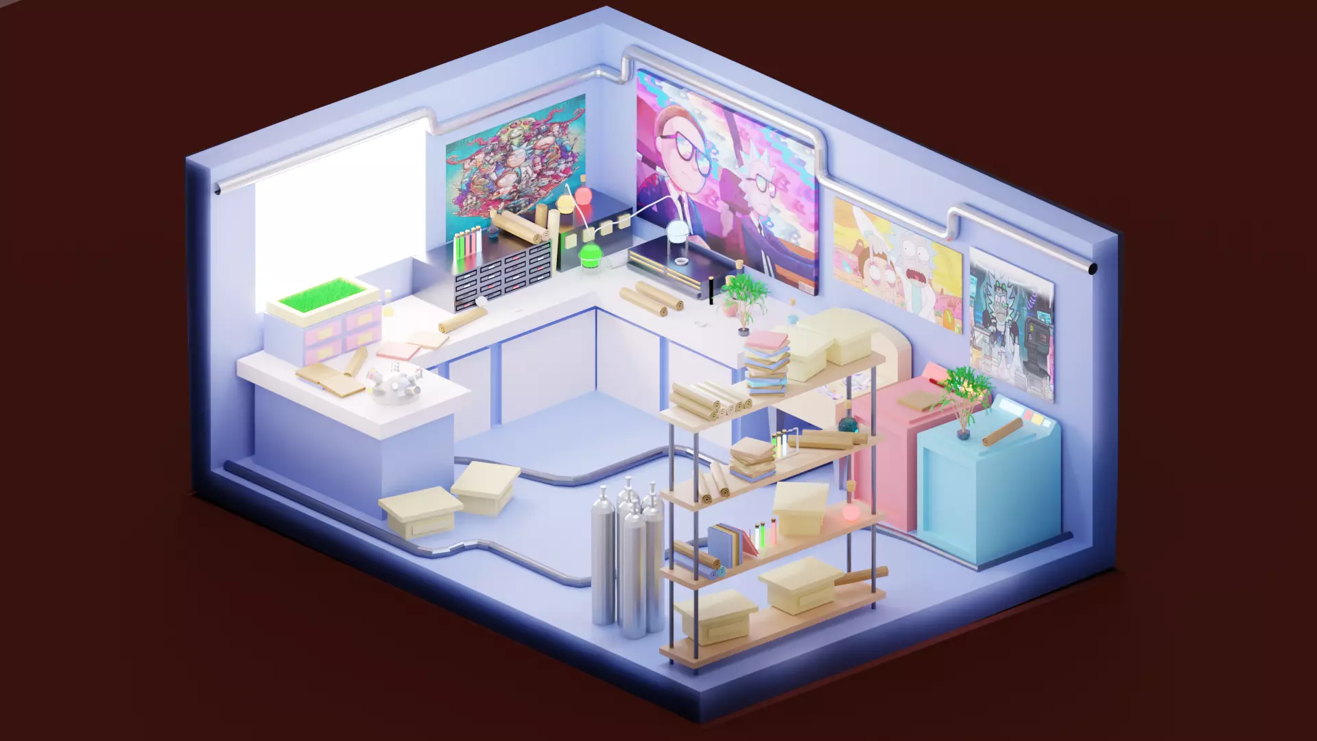 Rik and Morti  Low-poly Materials Free low-poly 3D model_0