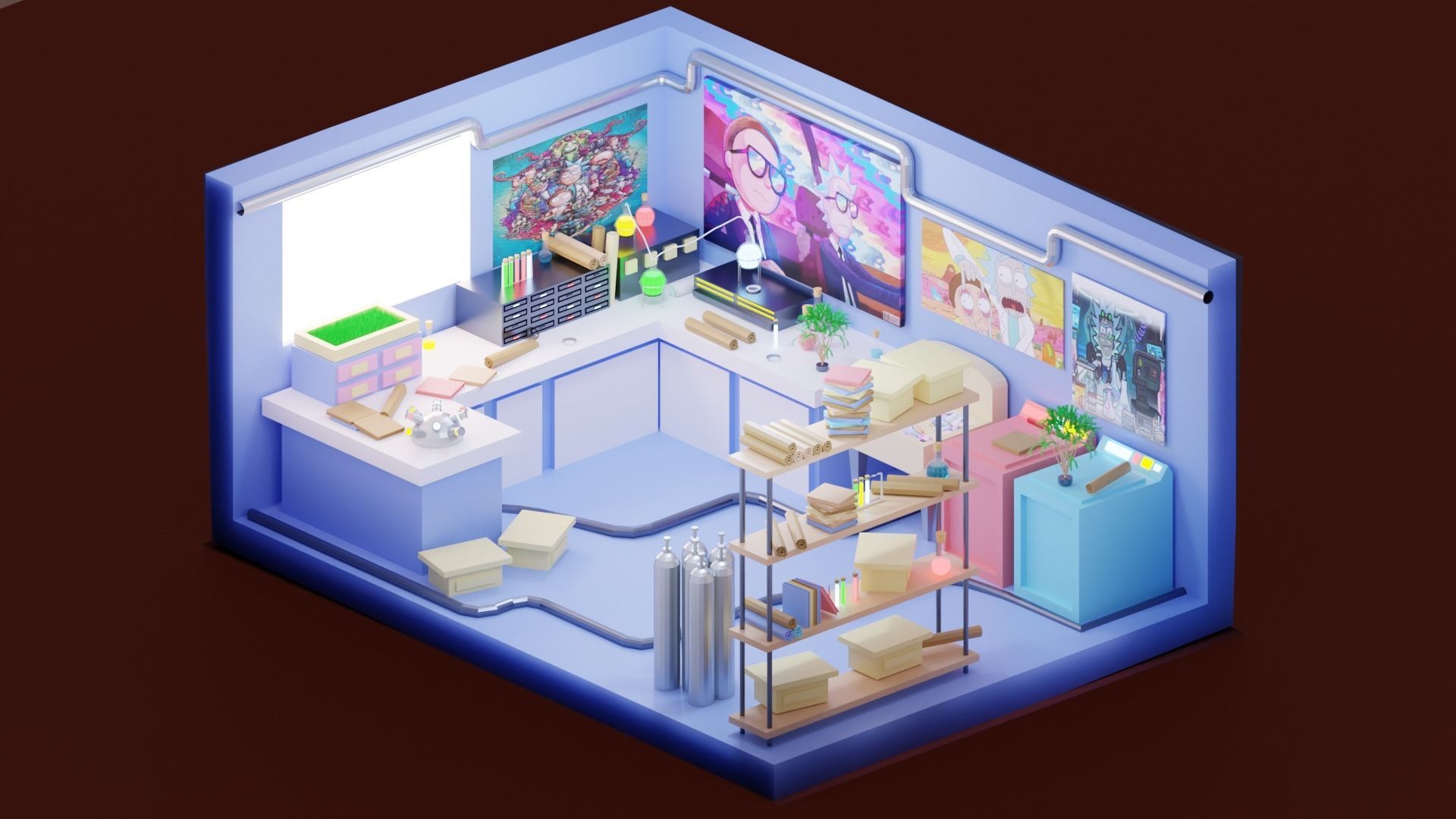 Rik and Morti  Low-poly Materials Free low-poly 3D model_1