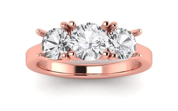 Three Stone Ring Wedding Engagement Women Ring 3D print model