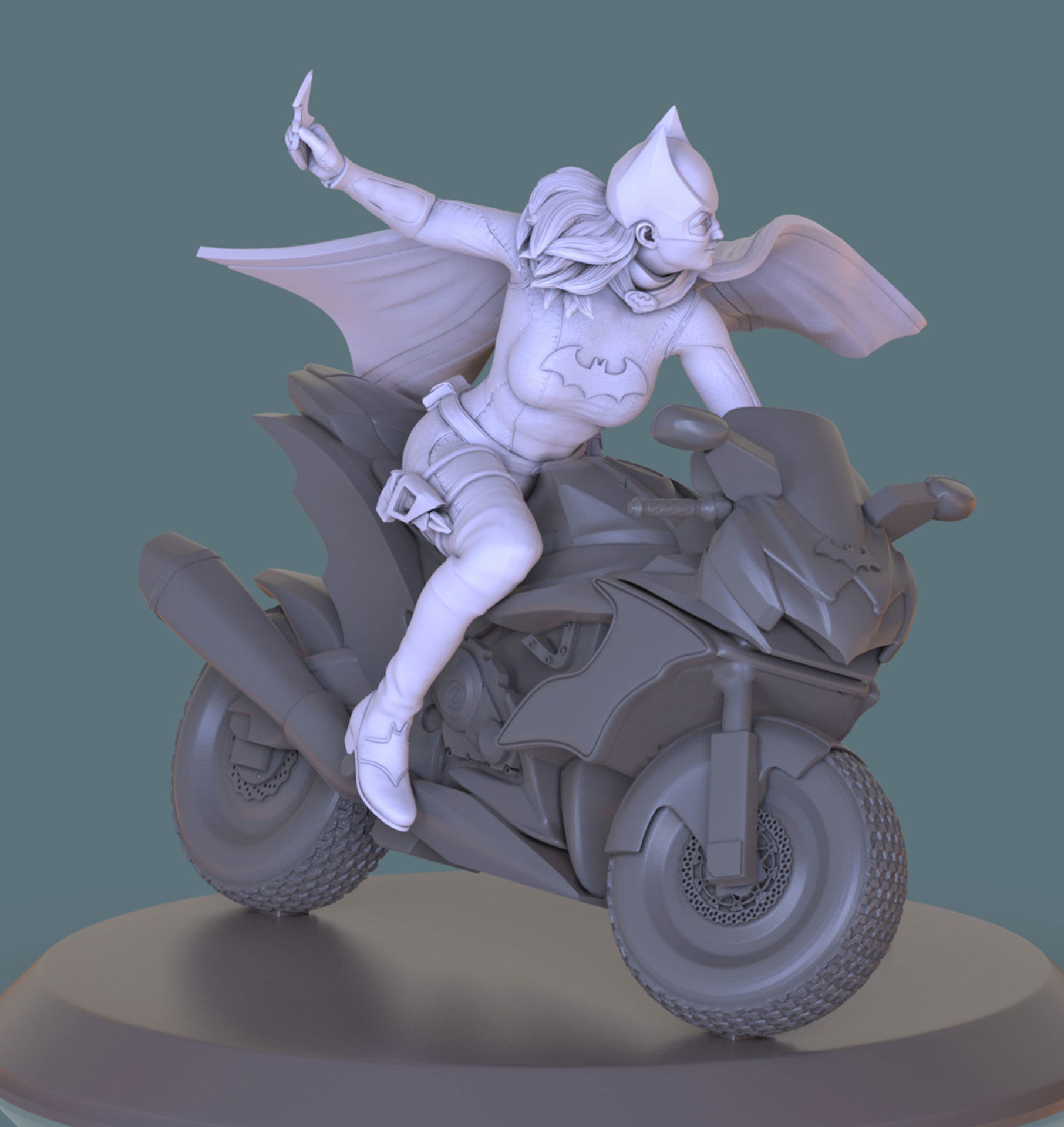 BATGIRL AND HER BIKE 3D print model_6