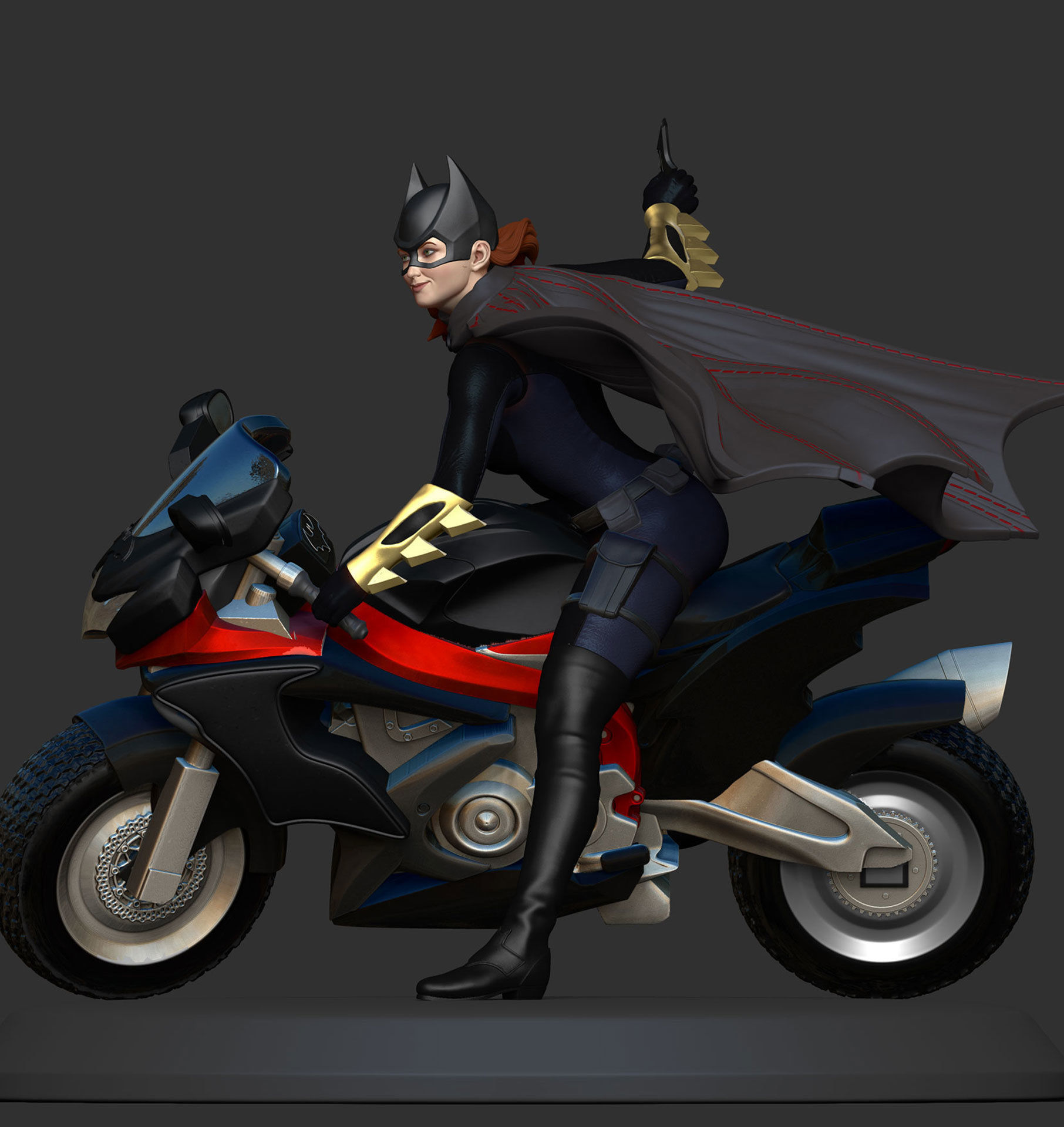BATGIRL AND HER BIKE 3D print model_4