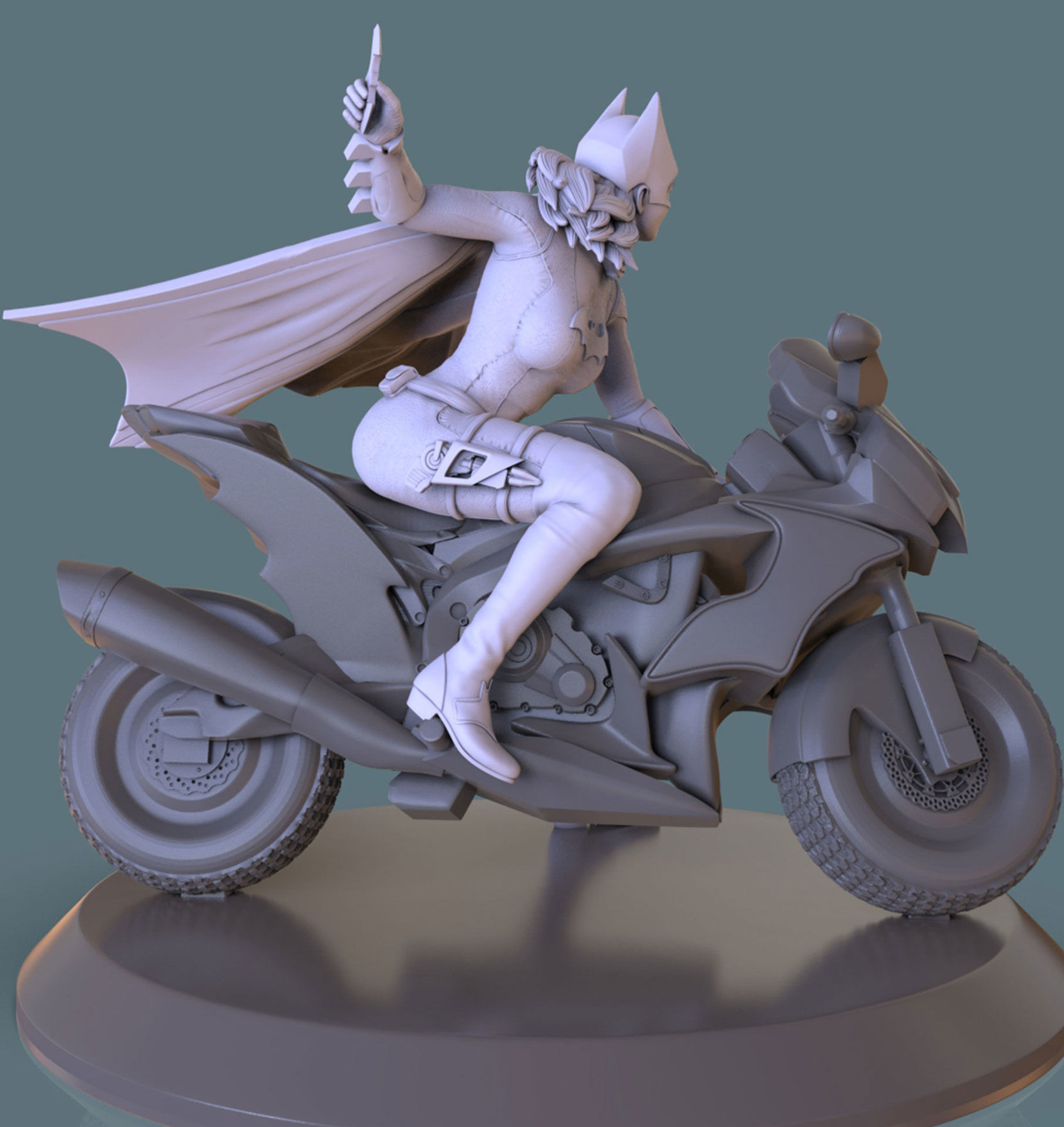 BATGIRL AND HER BIKE 3D print model_5