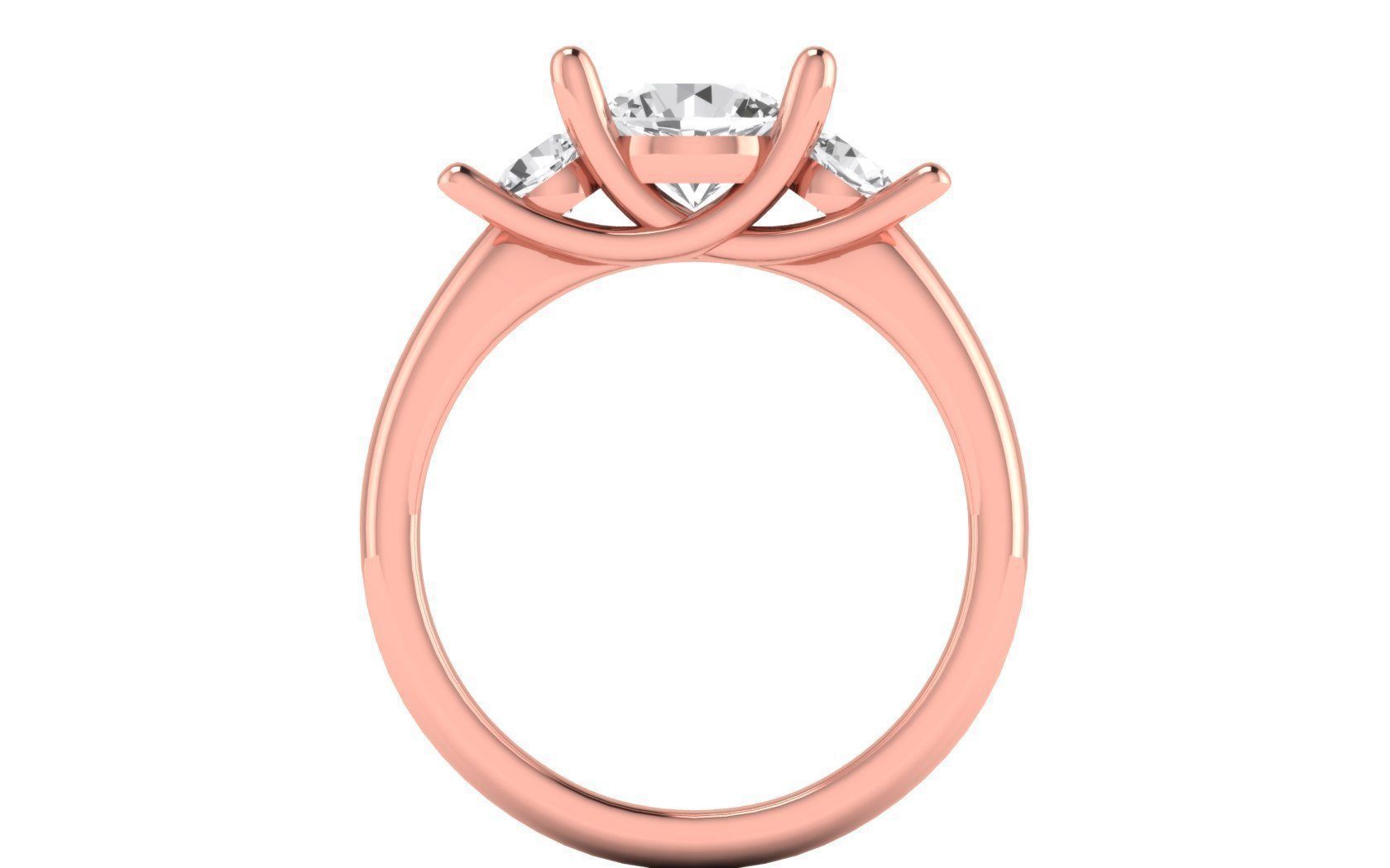 Three Stone Ring Wedding Engagement Women Ring 3D print model_1
