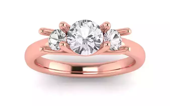 Three Stone Ring Wedding Engagement Women Ring 3D print model
