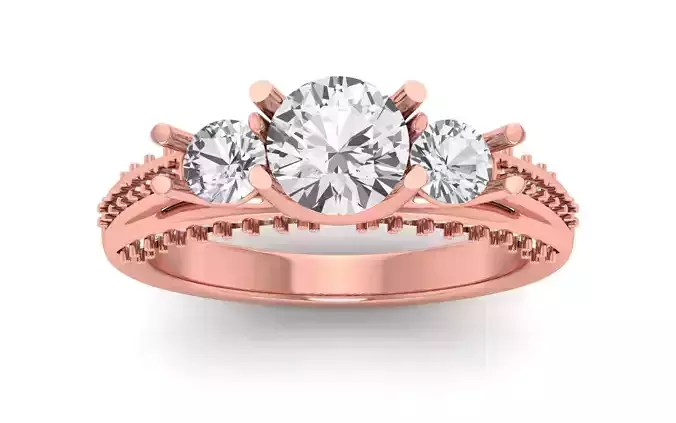 Three Stone Ring Wedding Engagement Women Ring 3D print model
