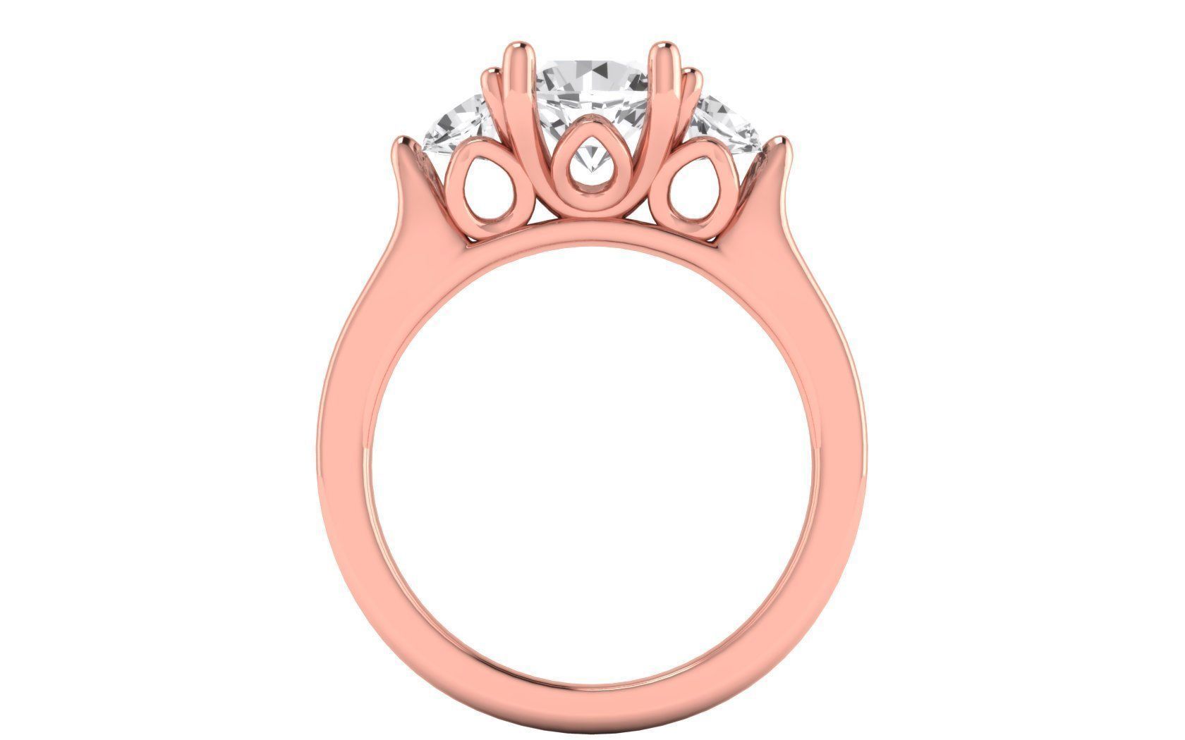 Three Stone Ring Wedding Engagement Women Ring 3D print model_1