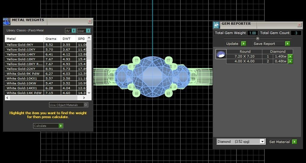 Three Stone Ring Wedding Engagement Women Ring 3D print model_3