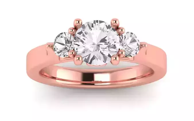 Three Stone Ring Wedding Engagement Women Ring 3D print model