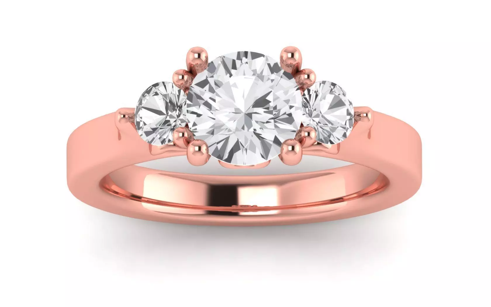 Three Stone Ring Wedding Engagement Women Ring 3D print model_0