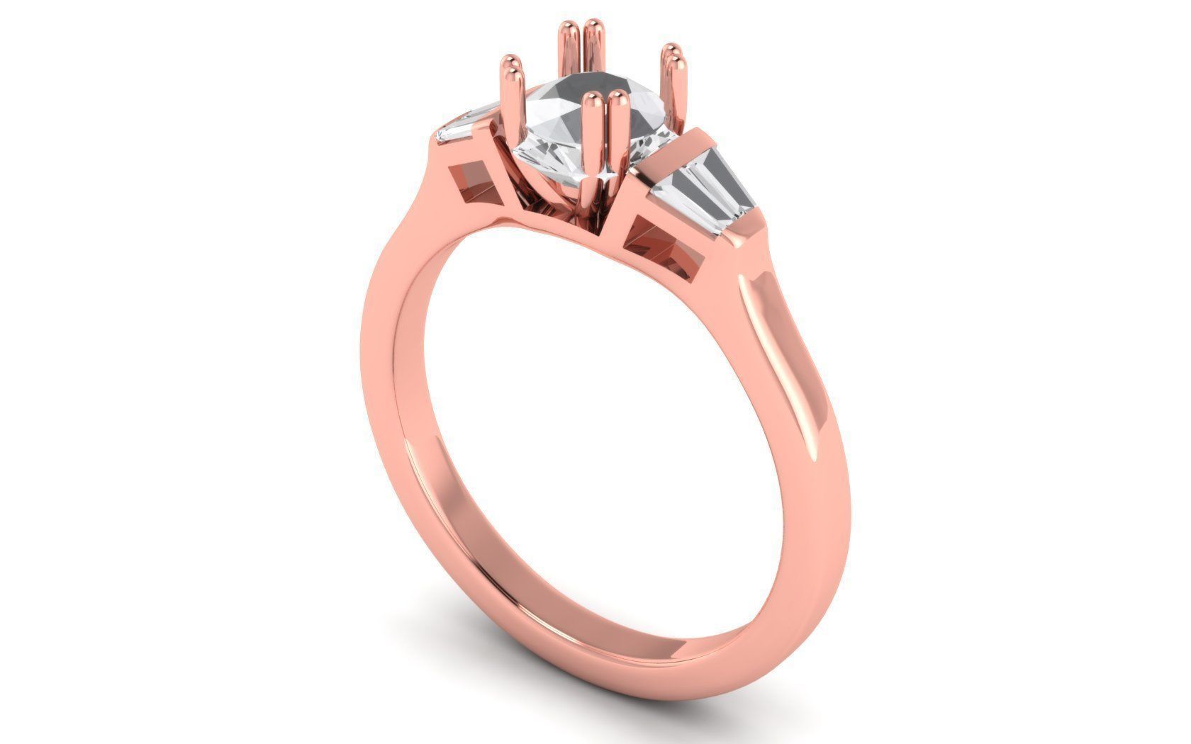 Three Stone Ring Wedding Engagement Women Ring 3D print model_2