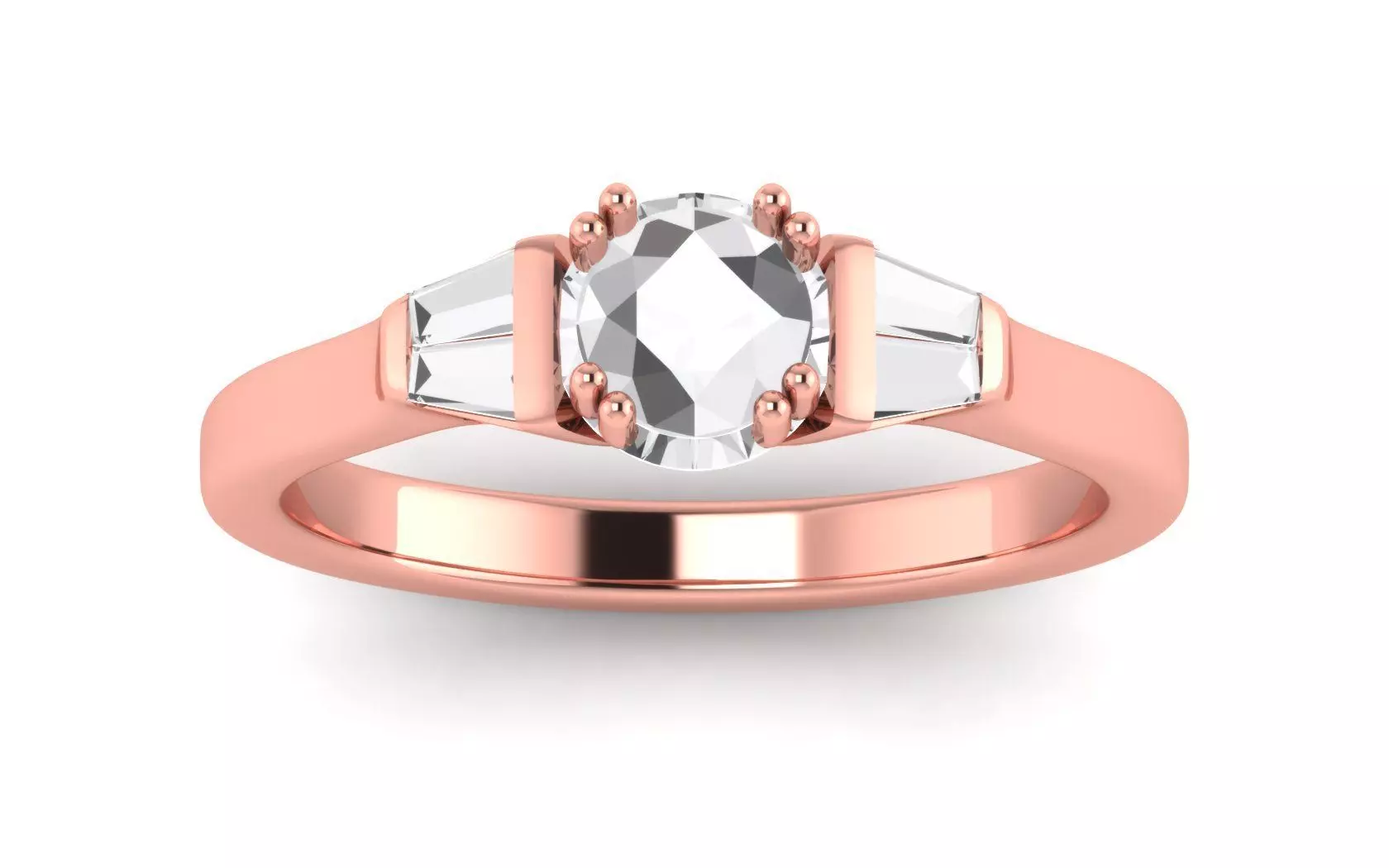 Three Stone Ring Wedding Engagement Women Ring 3D print model_0