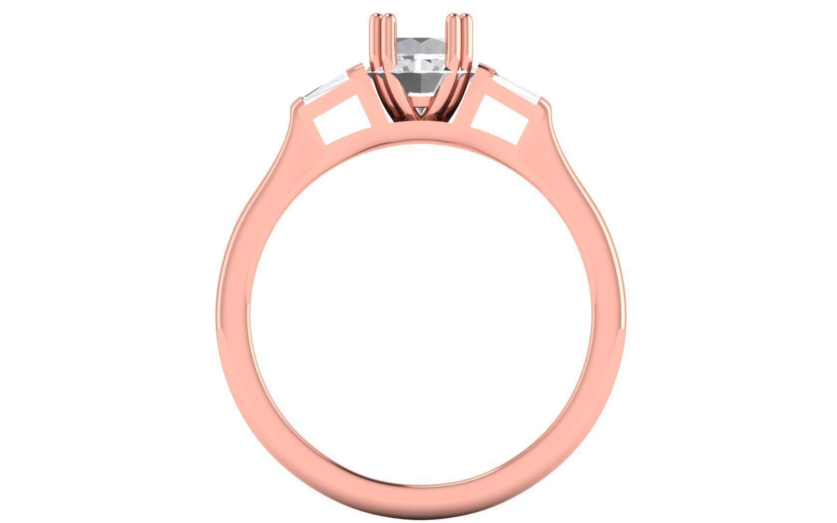 Three Stone Ring Wedding Engagement Women Ring 3D print model_1