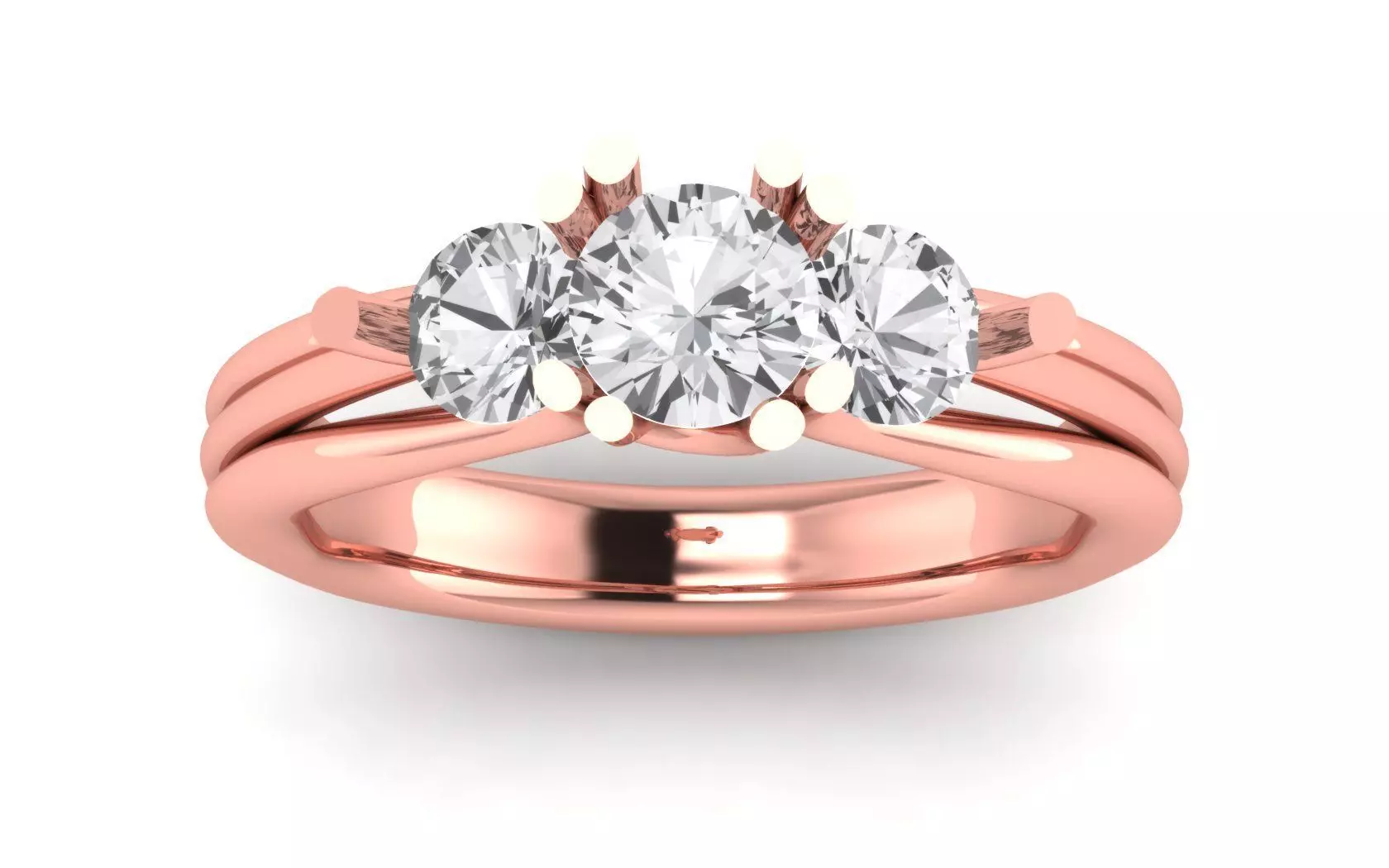 Three Stone Ring Wedding Engagement Women Ring 3D print model_0