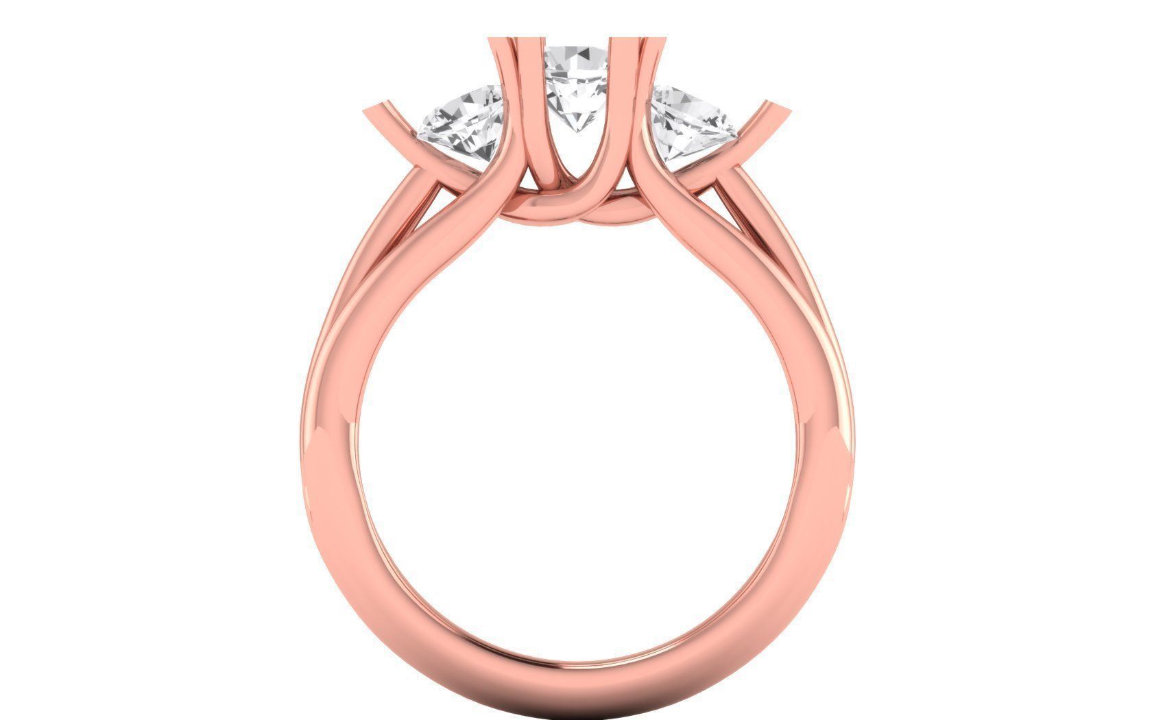 Three Stone Ring Wedding Engagement Women Ring 3D print model_1