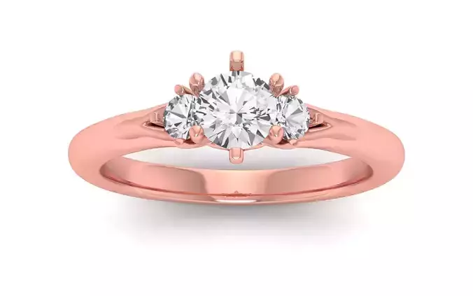 Three Stone Ring Wedding Engagement Women Ring 3D print model