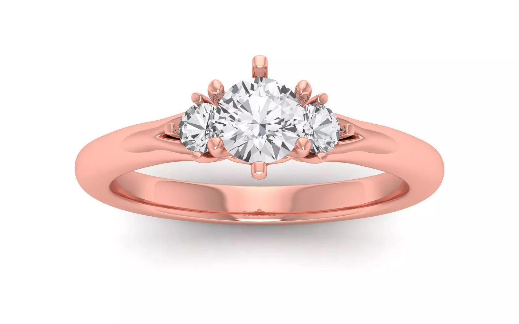 Three Stone Ring Wedding Engagement Women Ring 3D print model_0
