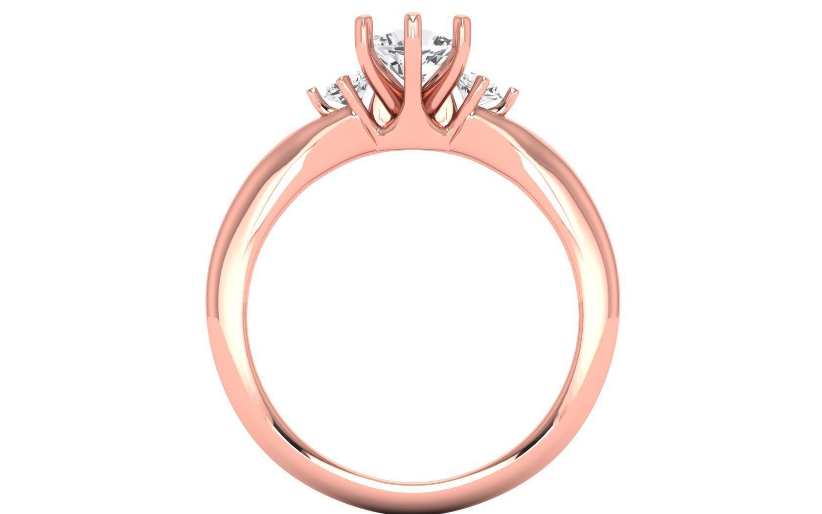 Three Stone Ring Wedding Engagement Women Ring 3D print model_1