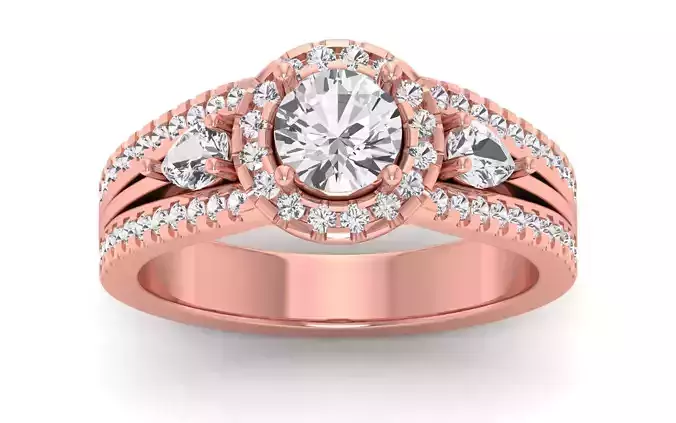 Solitaire Wedding Engagement Women Double Band Bride Ring