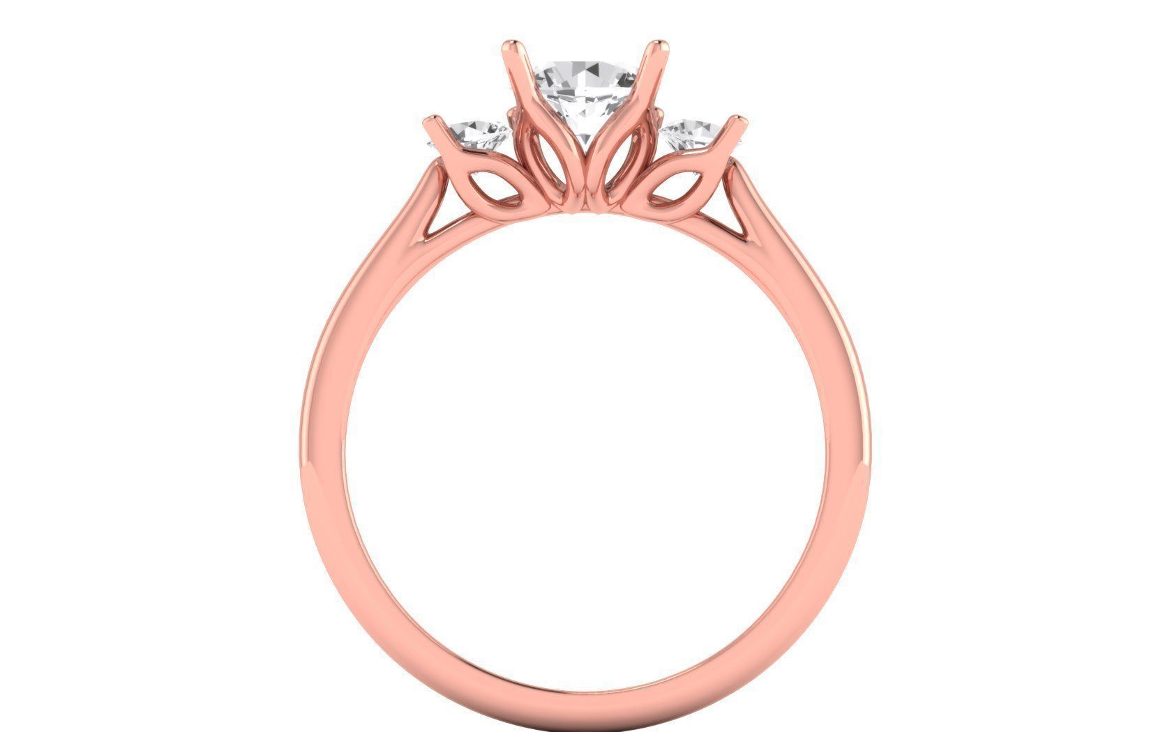 Three Stone Ring Wedding Engagement Women Ring 3D print model_1