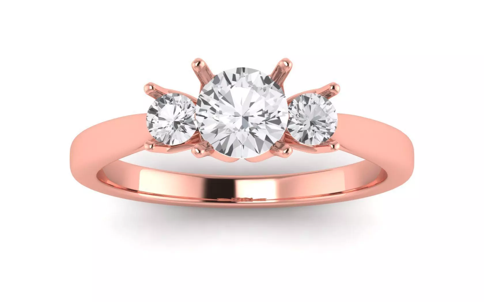 Three Stone Ring Wedding Engagement Women Ring 3D print model_0