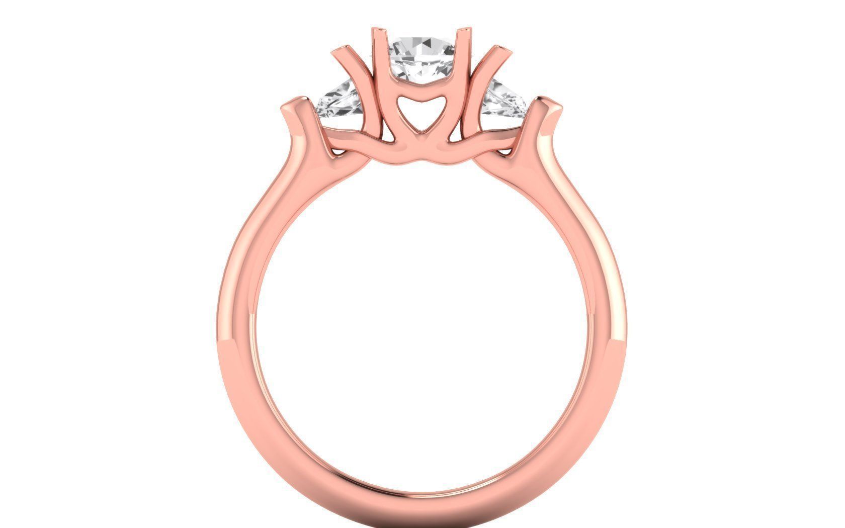 Three Stone Ring Wedding Engagement Women Ring 3D print model_2