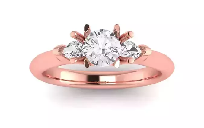 Three Stone Ring Wedding Engagement Women Ring 3D print model