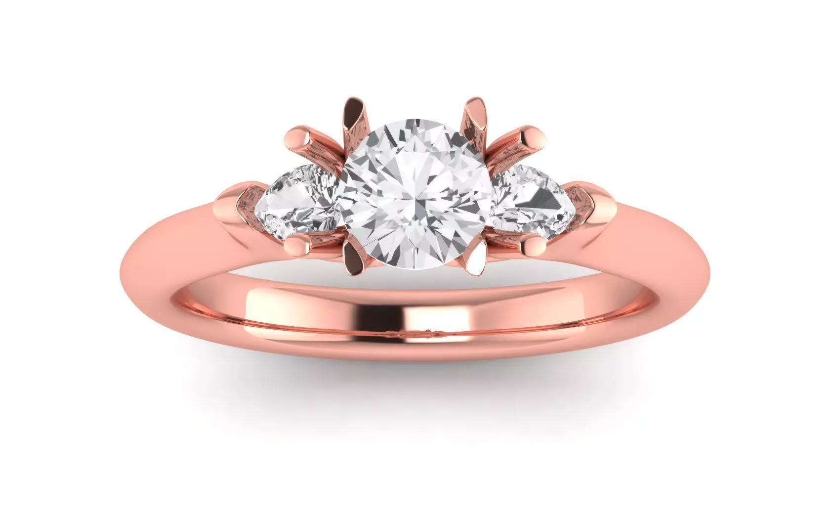 Three Stone Ring Wedding Engagement Women Ring 3D print model_0