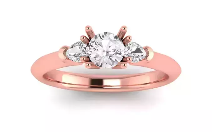 Three Stone Ring Wedding Engagement Women Ring 3D print model